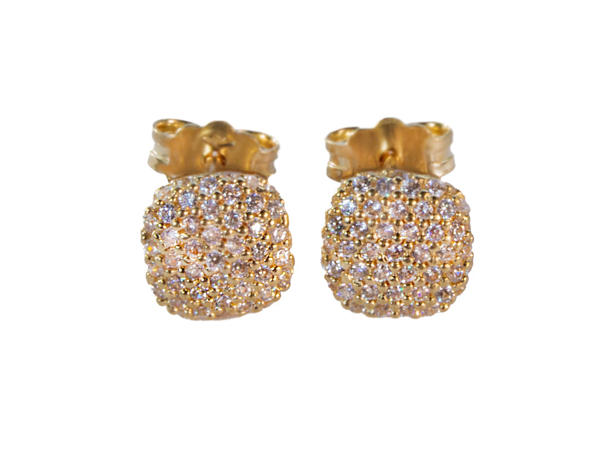 Aretes de Oro Amarillo con Diseño Pavé Brillante
