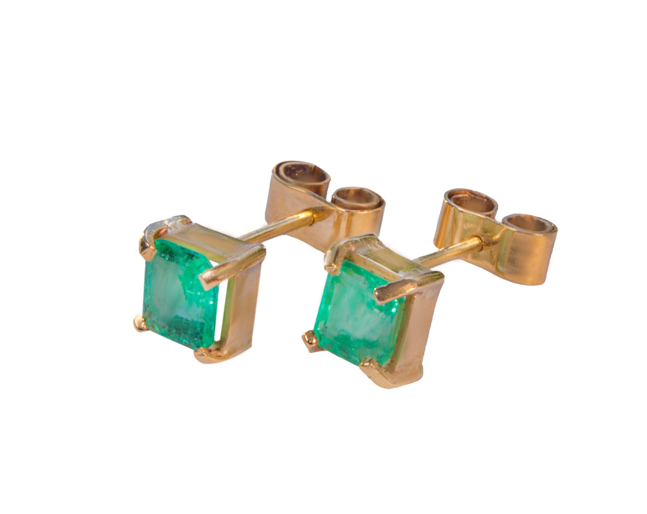 Aretes Clásicos de Esmeralda en Oro Amarillo